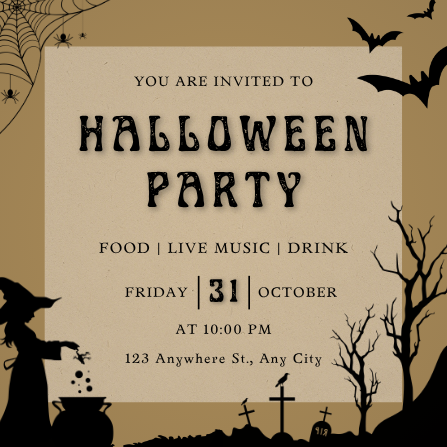 Black and Brown Silhouette Halloween Party Invitation