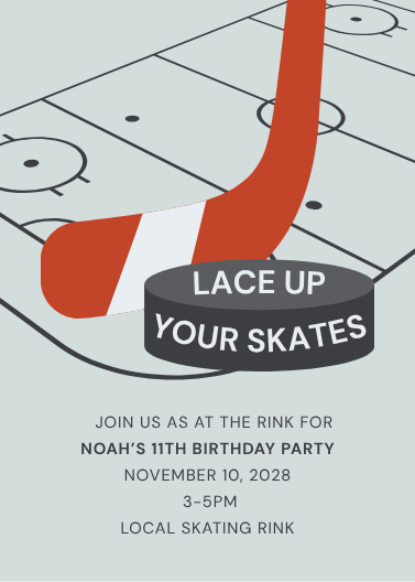 Modern Ice Hockey Birthday Invitation Template
