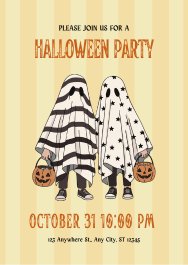 Retro Ghost Halloween Party Invitation