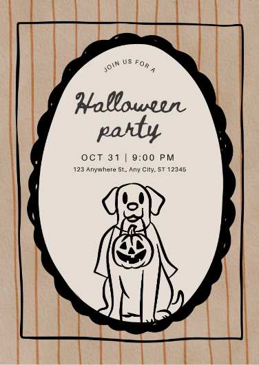 Orange and Black Retro Halloween Party Invitation