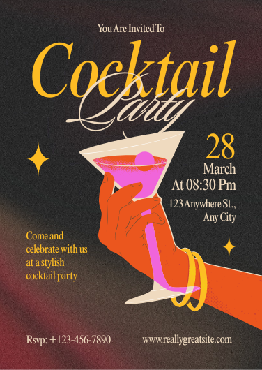 Stylish Illustrated Cocktail Party Invitation Template