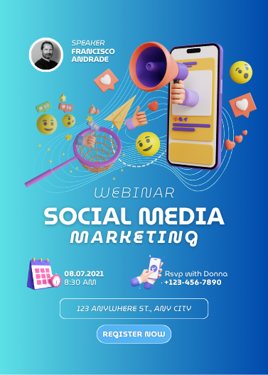 Modern Blue Social Media Marketing Webinar Invitation
