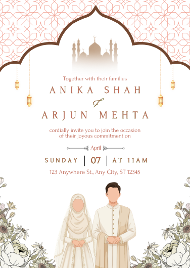 Traditional Muslim Wedding Invitation Template