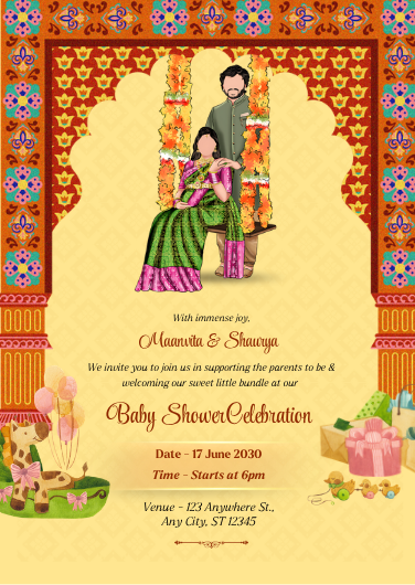 Orange and Green Traditional Baby Shower Invitation