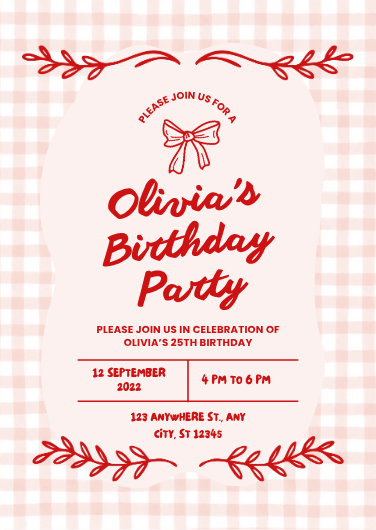 Red Playful Birthday Party Invitation Template Design