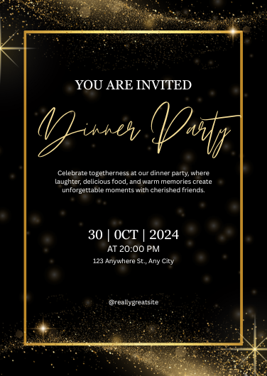 Gold and Black Elegant Dinner Party Invitation Template