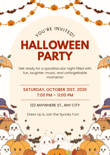 Playful Orange and Black Halloween Party Invitation