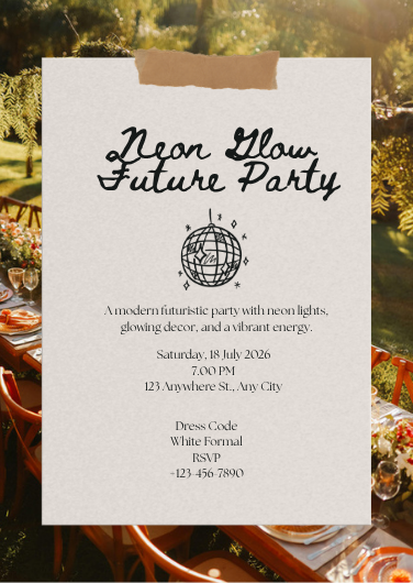 Elegant Beige and Black Modern Party Invitation Template