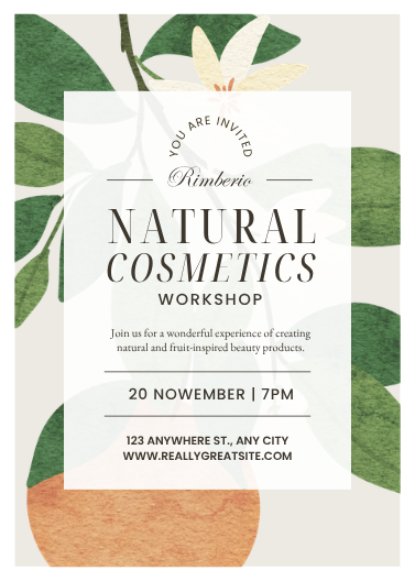 Natural Cosmetics Beauty Workshop Invitation Template