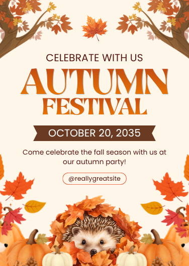 Orange & Brown Autumn Festival Invitation Template