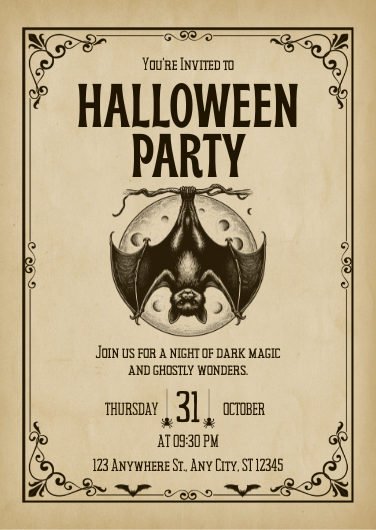 Brown Vintage Halloween Party Invitation Template