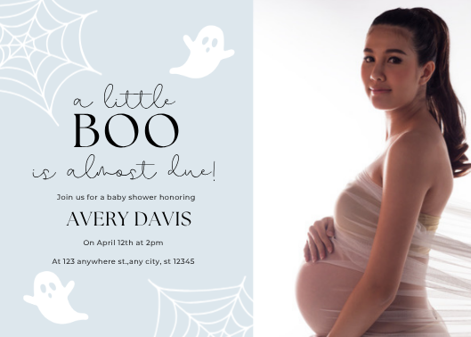 Blue Halloween Boy Baby Shower Invitation Template