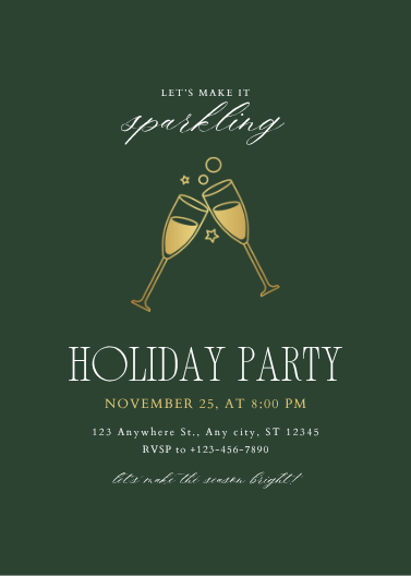 Elegant Green Holiday Party Invitation Template