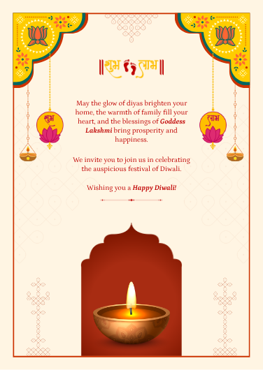 Gold and Maroon Traditional Diwali Celebration Invitation