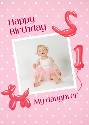 Editable First Birthday Invitation for Daughter Template