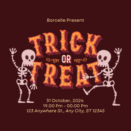 Red Orange Illustrative Trick Or Treat Invitation Template