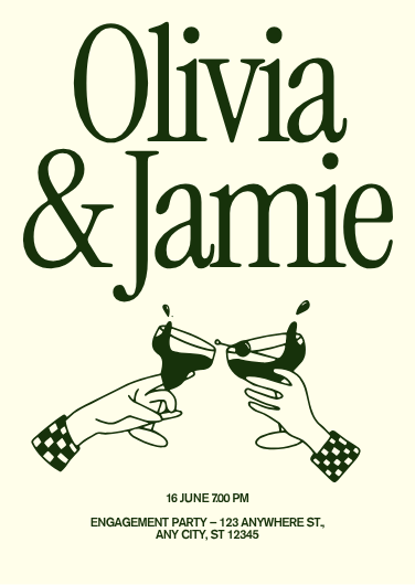 Green and White Minimalist Engagement Invitation Template