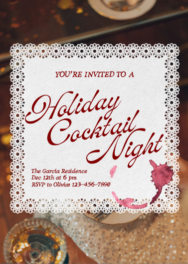 Red and White Holiday Cocktail Night Invitation