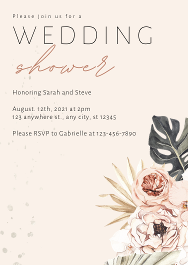 Customizable Tropical Wedding Shower Invitation Design