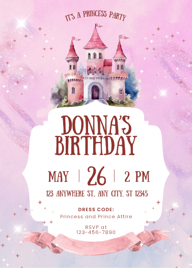 Princess Fairytale Birthday Party Invitation Template