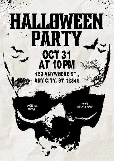 Horror Skull Halloween Party Invitation Template