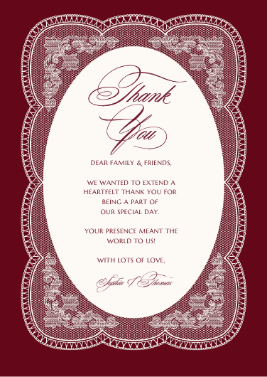 Red and White Elegant Lace Thank You Card Template