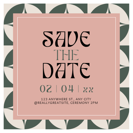 Vintage Green and Pink Pattern Save the Date Invitation