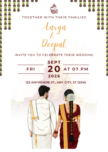 South Indian Traditional Wedding Invitation Template