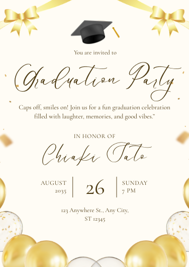 Elegant Gold and Black Graduation Party Invitation
