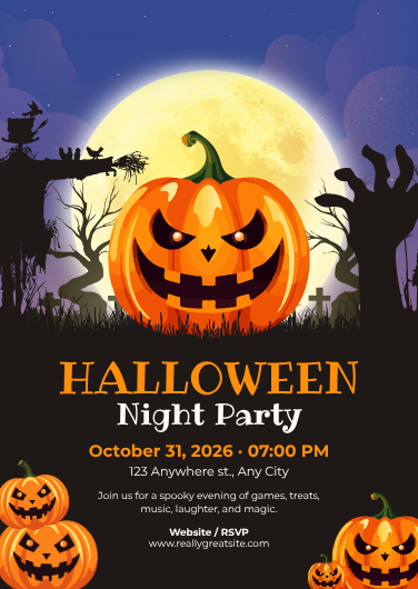 Spooky Halloween Night Party Invitation Design