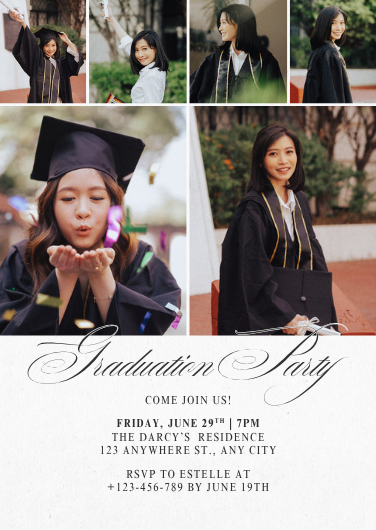 Elegant Black and White Graduation Party Invitation