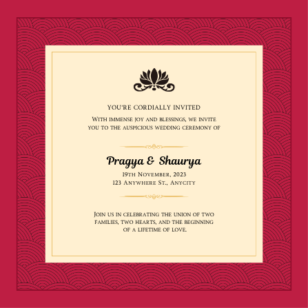 Elegant Crimson Royal Indian Wedding Invitation Template