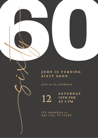 Elegant Neutral Gold 60th Birthday Invitation Template