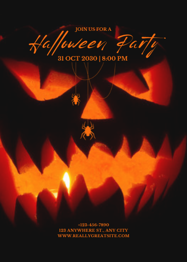 Red, Black and Orange Jack-o'-Lantern Halloween Party Invitation