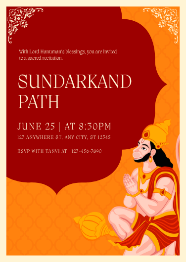Orange and Red Traditional Sundarkand Path Invitation