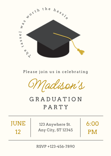 Elegant Gold and Black Minimal Graduation Party Invite