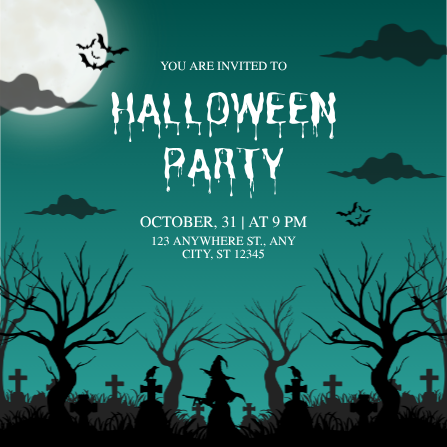 Spooky Graveyard Halloween Party Invitation