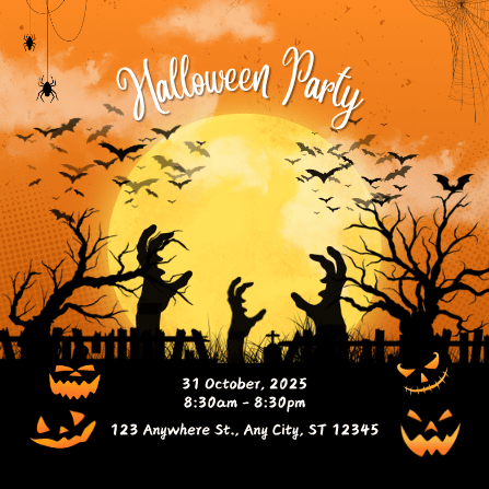 Illustrative Orange and Black Halloween Party Invitation