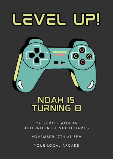 Playful Retro Gaming Birthday Invitation Template