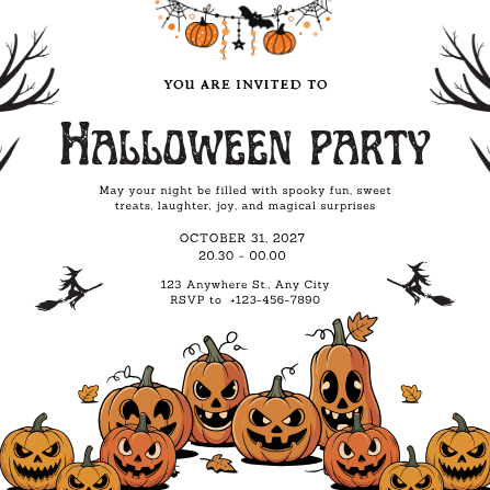Orange and Black Playful Halloween Party Invitation