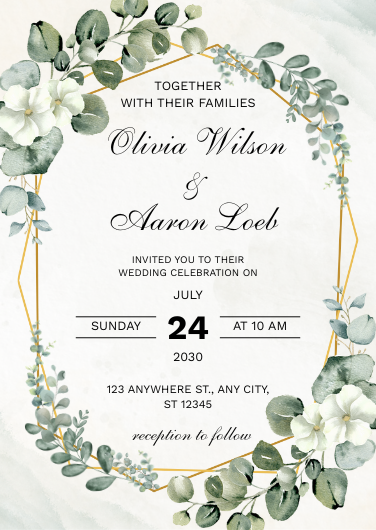 Sage Green and Eucalyptus Botanical Wedding Invitation