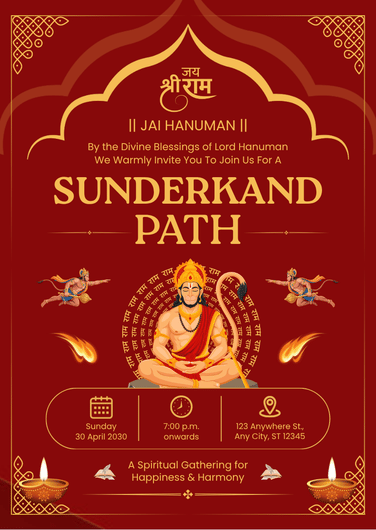 Red and Gold Sunderkand Path Invitation Template
