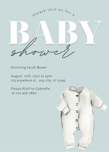 Blue Minimalist Baby Boy Shower Invitation Design