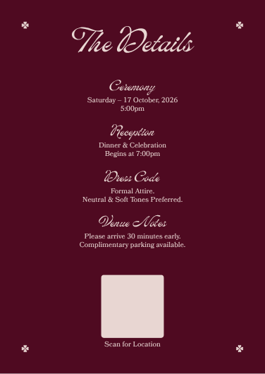 Elegant Burgundy and Beige Wedding Invitation Template