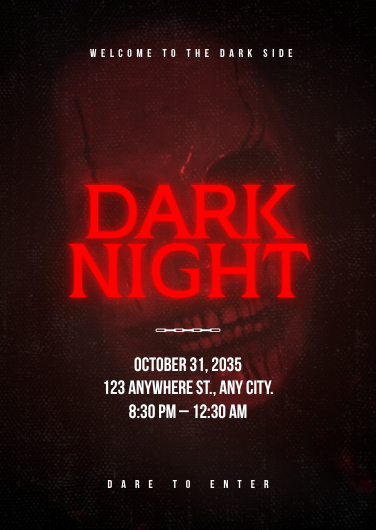 Dark Neon Horror Halloween Party Invitation Template