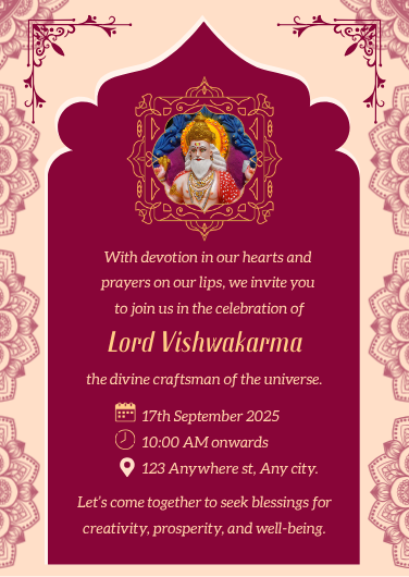 Traditional Lord Vishwakarma Celebration Invitation