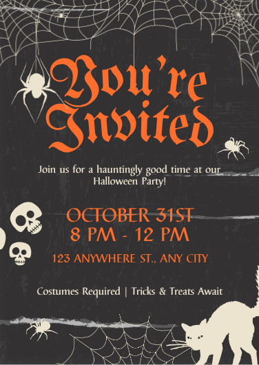Modern Grunge Halloween Party Invitation Template