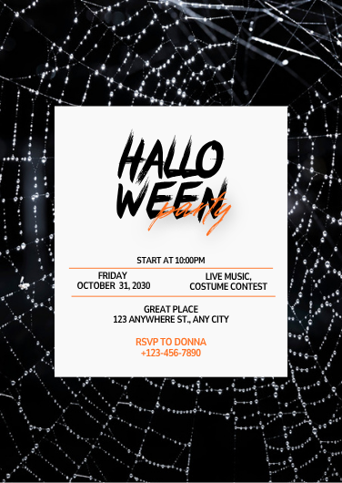 Spooky Black and Orange Halloween Party Invitation
