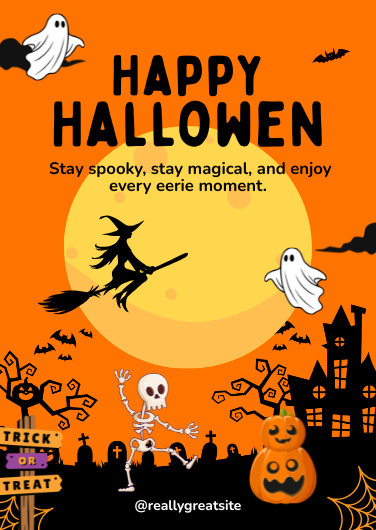 Orange and Black Simple Happy Halloween Invitation