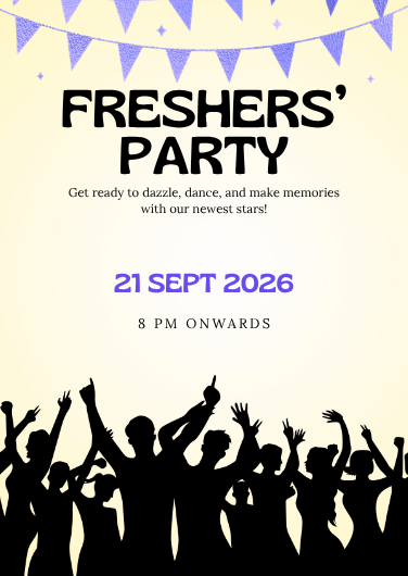 Black and Yellow Simple Freshers' Party Invitation